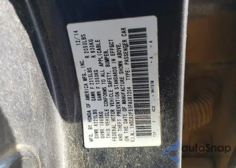 2015 Honda Accord Sport z USA, uszkodzony, nr VIN 1HGCR2F51FA087204